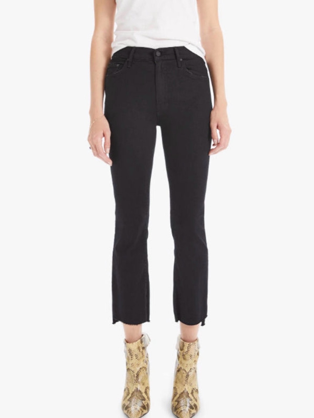 MOTHER Insider Crop Step Fray Jeans Size 28 NWT Black Not Guilty